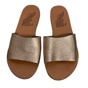 Ancient Greek Sandals Rose Gold Leather & Suede Slides Shoes